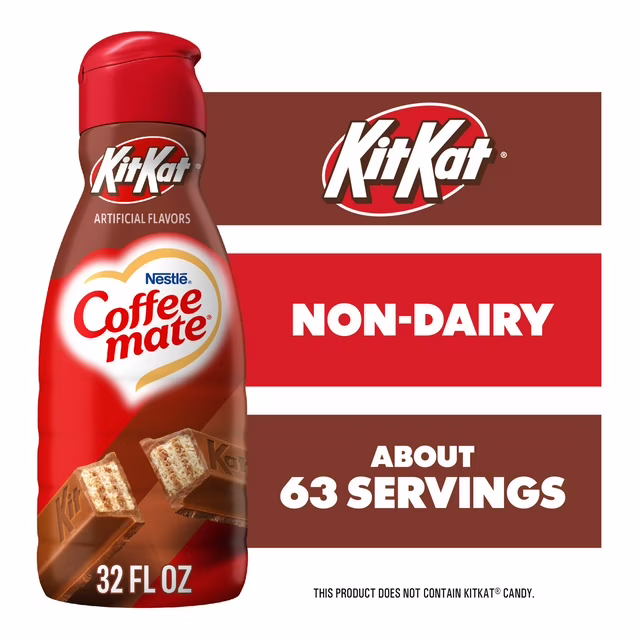 Coffee mate Kit Kat Chocolate Gluten Free Liquid Non-Dairy Coffee Creamer, 32 fl oz