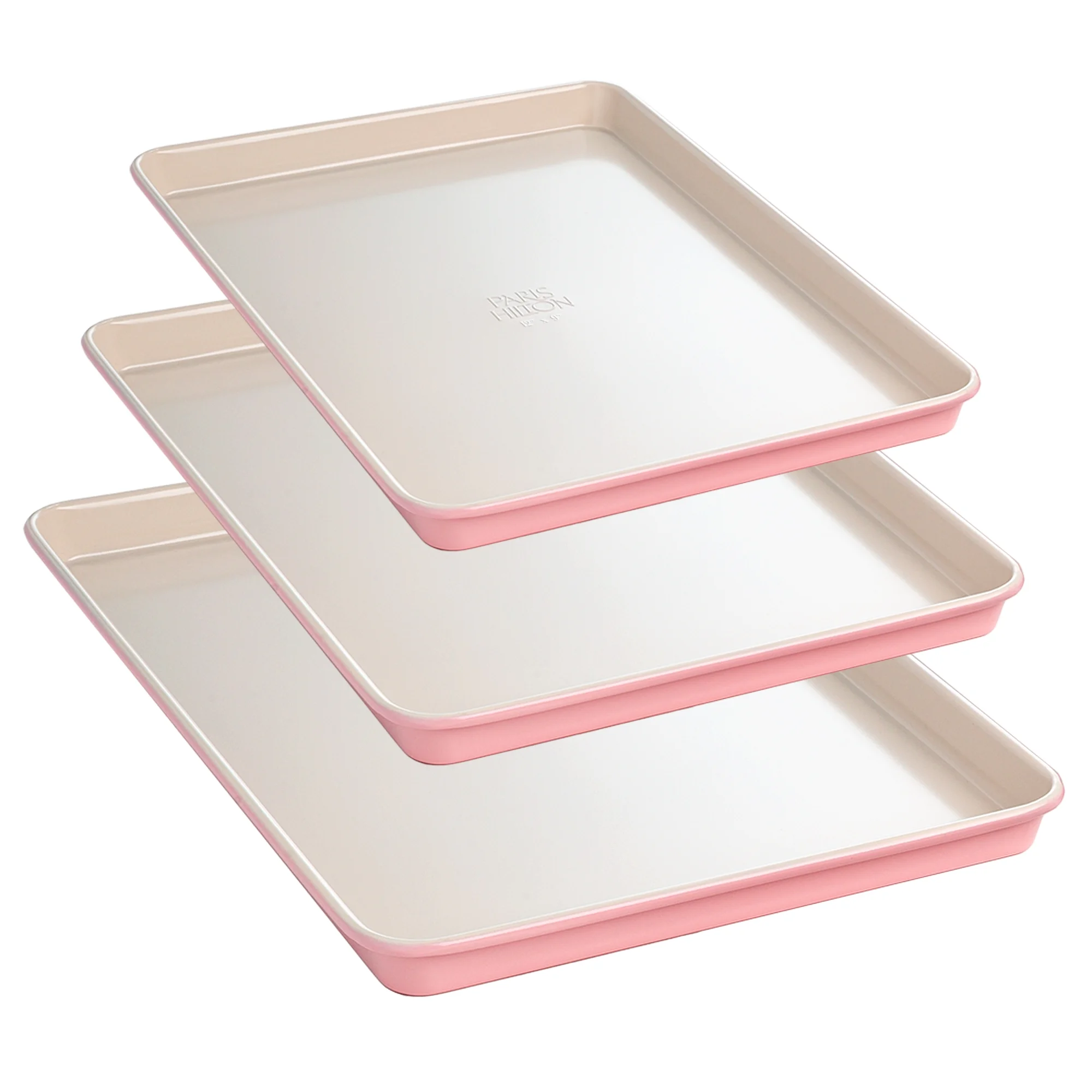 3 Piece Bakeware Set, Nonstick, Dishwasher Safe, Heavy Duty Carbon Steel, Pink