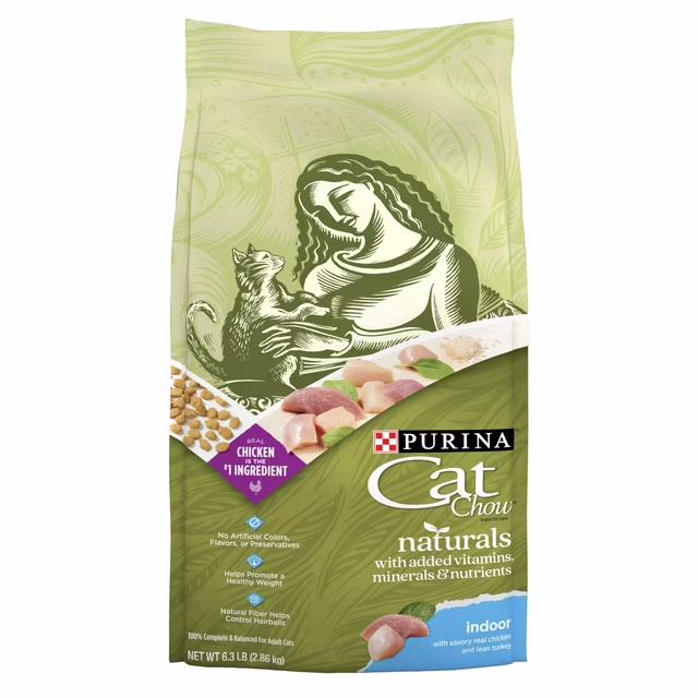 Purina Cat Chow Naturals, Indoor Dry Cat Food, Chicken & Turkey, 6.3 lb Bag