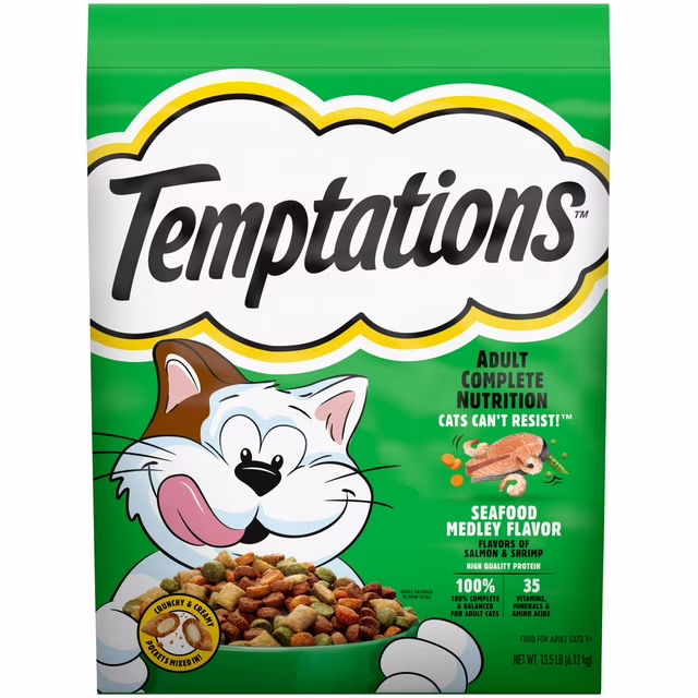 Temptations Adult Dry Cat Food Seafood Medley Flavor, 13.5 lb Bag